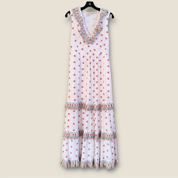 Boden white broderie ruffle embroidered maxi dress - Picture 4 of 11